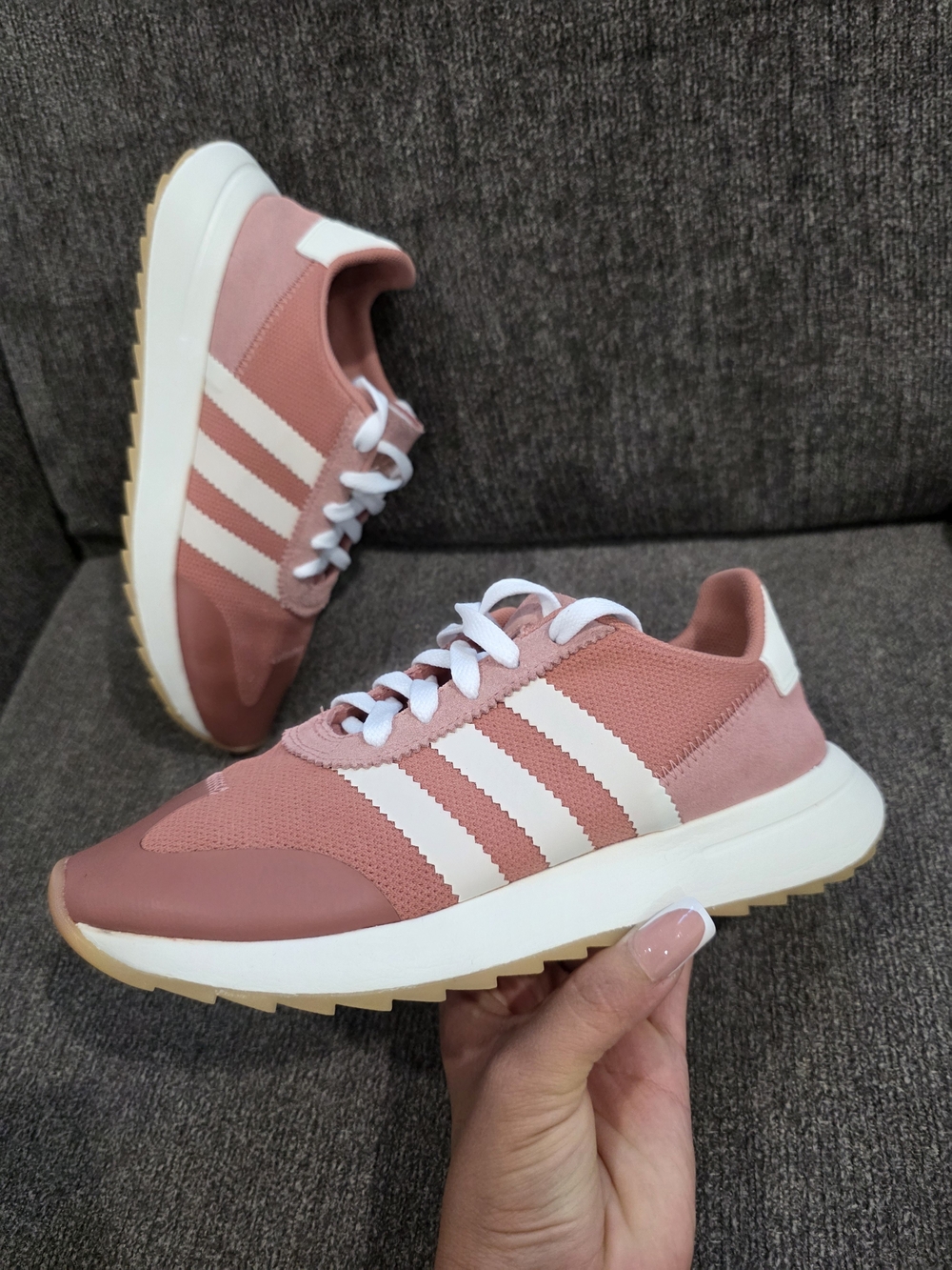 adidas Pink and White Retro Runner Sneakers